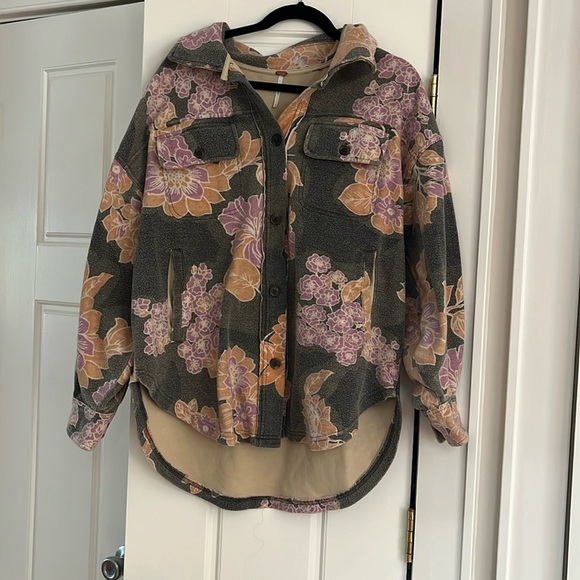 FREE PEOPLE PRINTED RUBY JACKET CHARCOAL COMBO Size medium - Picture 2 of 6